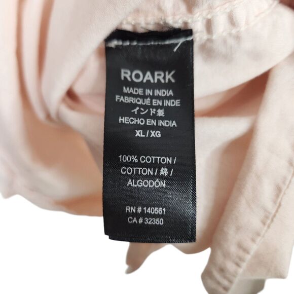 ROARK Shirt Mens XL Light Pink Well Worn Organic Woven Classic Fit Top Button - Picture 7 of 8